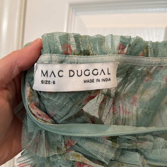 NWT Mac Duggal 8014 Green Ruffle Tiered Short Sleeve A Line Dress Size 6 - Picture 12 of 15